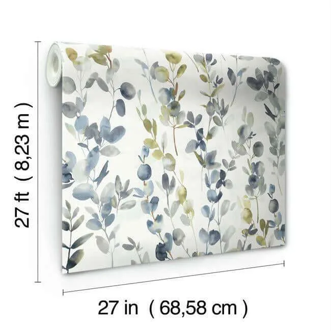 Candice Olson Joyful Eucalyptus wallpaper, color Navy, SKU OS4314
