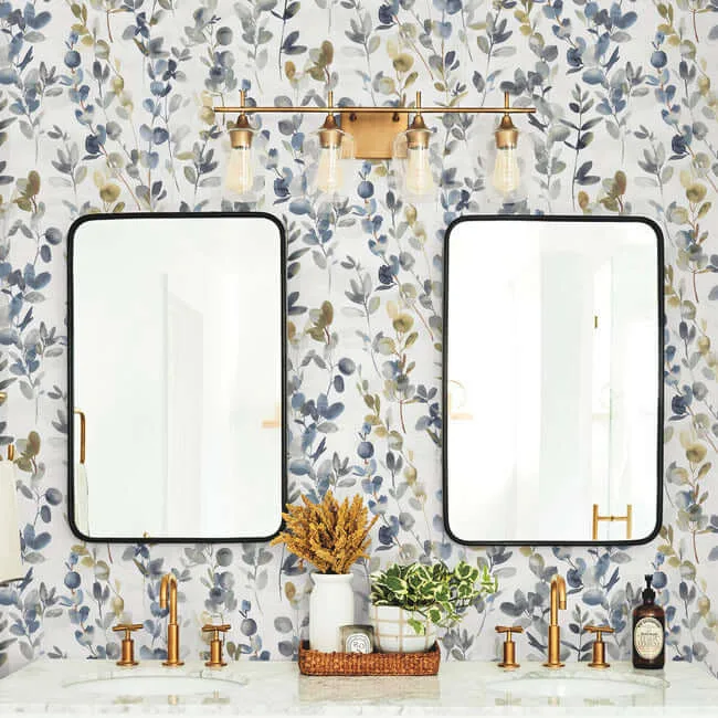 Candice Olson Joyful Eucalyptus wallpaper, color Navy, SKU PSW1431RL