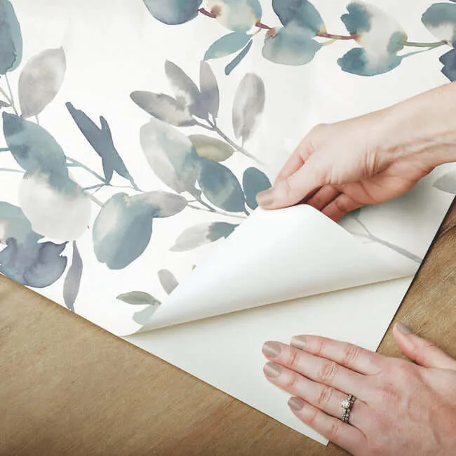 Candice Olson Joyful Eucalyptus wallpaper, color Navy, SKU PSW1431RL
