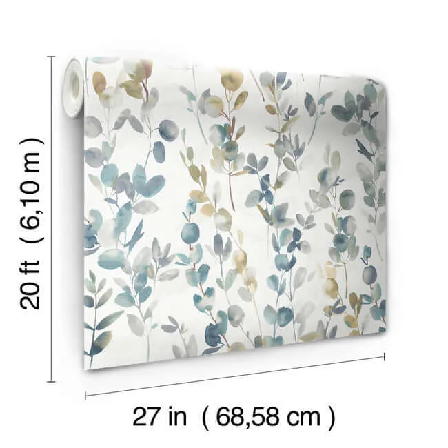 Candice Olson Joyful Eucalyptus wallpaper, color Navy, SKU PSW1431RL
