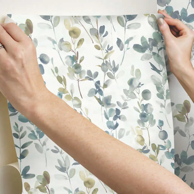 Candice Olson Joyful Eucalyptus wallpaper, color Navy, SKU PSW1431RL