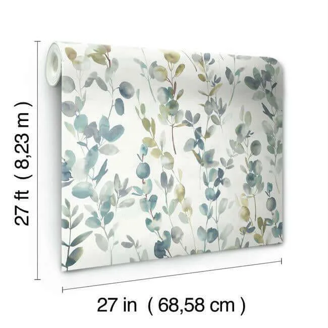 Candice Olson Joyful Eucalyptus - Turquoise Wallpaper | Buy Online Candice Olson Joyful Eucalyptus wallpaper, color Turquoise, SKU OS4313
