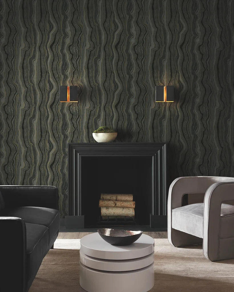 Candice Olson Mineral Shimmer wallpaper, color Black & Gold, SKU DF3326