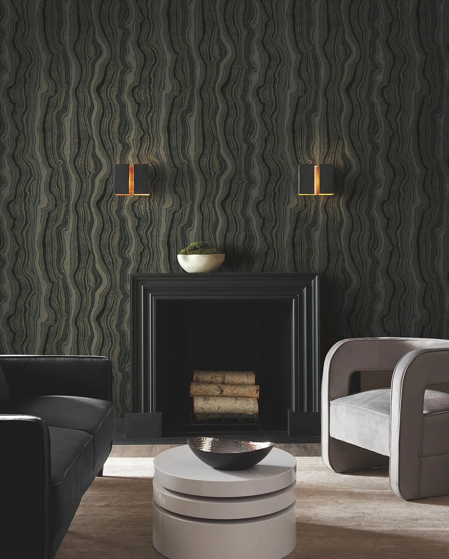 Candice Olson Mineral Shimmer wallpaper, color Black & Gold, SKU DF3326