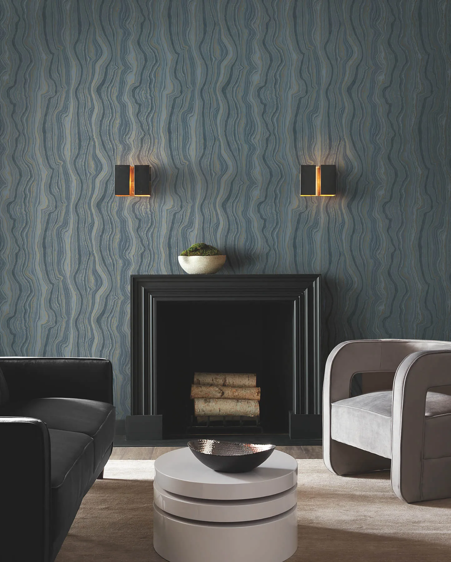 Candice Olson Mineral Shimmer wallpaper, color Denim & Gold, SKU DF3321