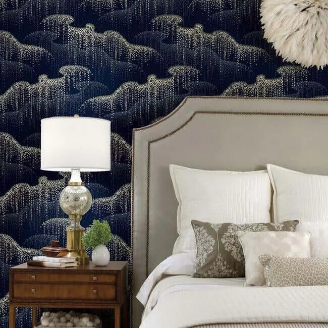 Candice Olson Moonlight Pearls wallpaper, color Navy, SKU OS4264