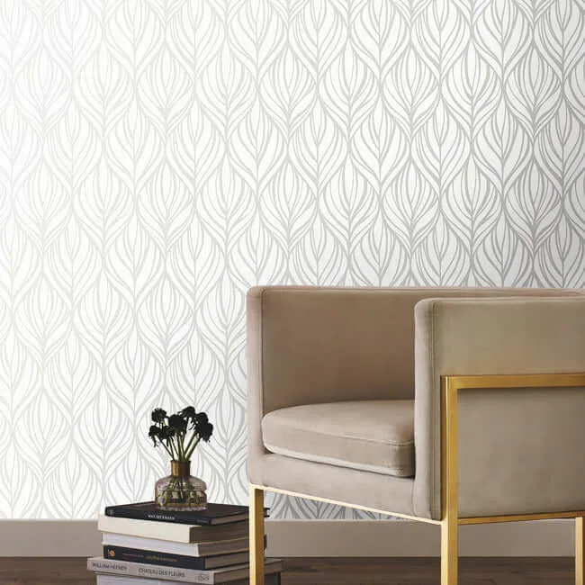 Candice Olson Palma - White & Silver Wallpaper | Buy Online Candice Olson Palma wallpaper, color White & Silver, SKU DT5084