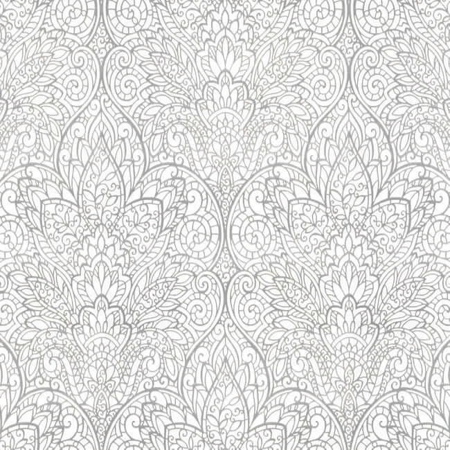 Candice Olson Paradise wallpaper, color Bright White & Silver, SKU DT5011