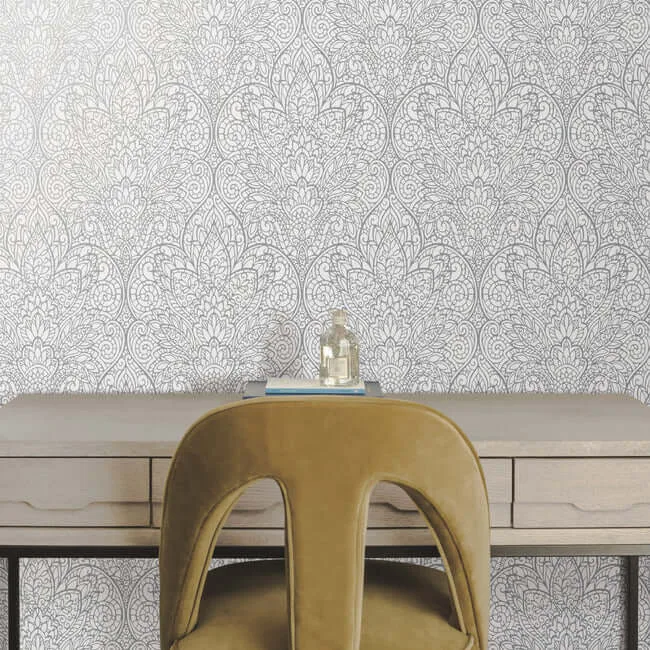 Candice Olson Paradise - Bright White & Silver Wallpaper | Buy Online Candice Olson Paradise wallpaper, color Bright White & Silver, SKU DT5011