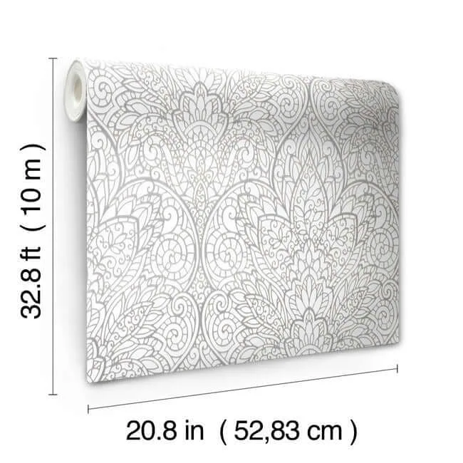 Candice Olson Paradise - Bright White & Silver Wallpaper | Buy Online Candice Olson Paradise wallpaper, color Bright White & Silver, SKU DT5011