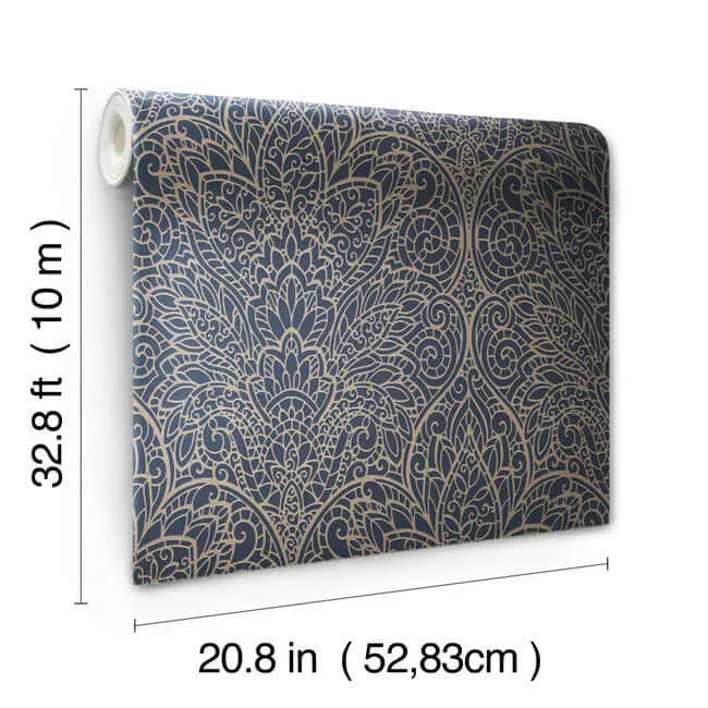 Candice Olson Paradise wallpaper, color Navy & Gold, SKU DT5013