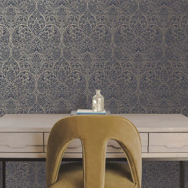 Candice Olson Paradise wallpaper, color Navy & Gold, SKU DT5013