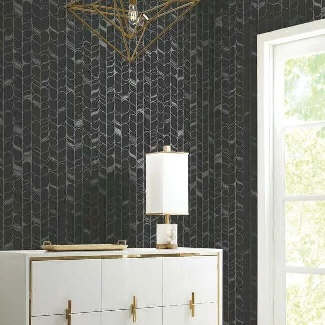 Candice Olson Perfect Petals wallpaper, color Black & Silver, SKU OS4205