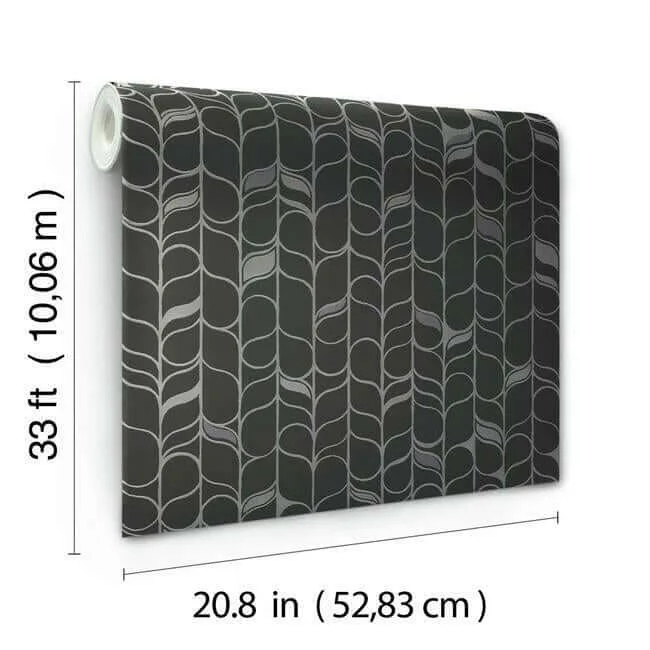 Candice Olson Perfect Petals wallpaper, color Black & Silver, SKU OS4205