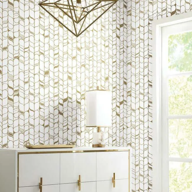 Candice Olson Perfect Petals wallpaper, color White & Gold, SKU OS4201
