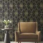 Candice Olson Pirouette wallpaper, color Black & Gold, SKU DF3371