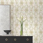 Candice Olson Pirouette - White & Gold Wallpaper | Buy Online Candice Olson Pirouette wallpaper, color White & Gold, SKU DF3372