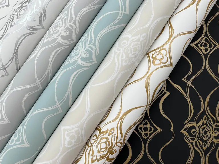 Candice Olson Pirouette wallpaper, color White & Gold, SKU DF3372