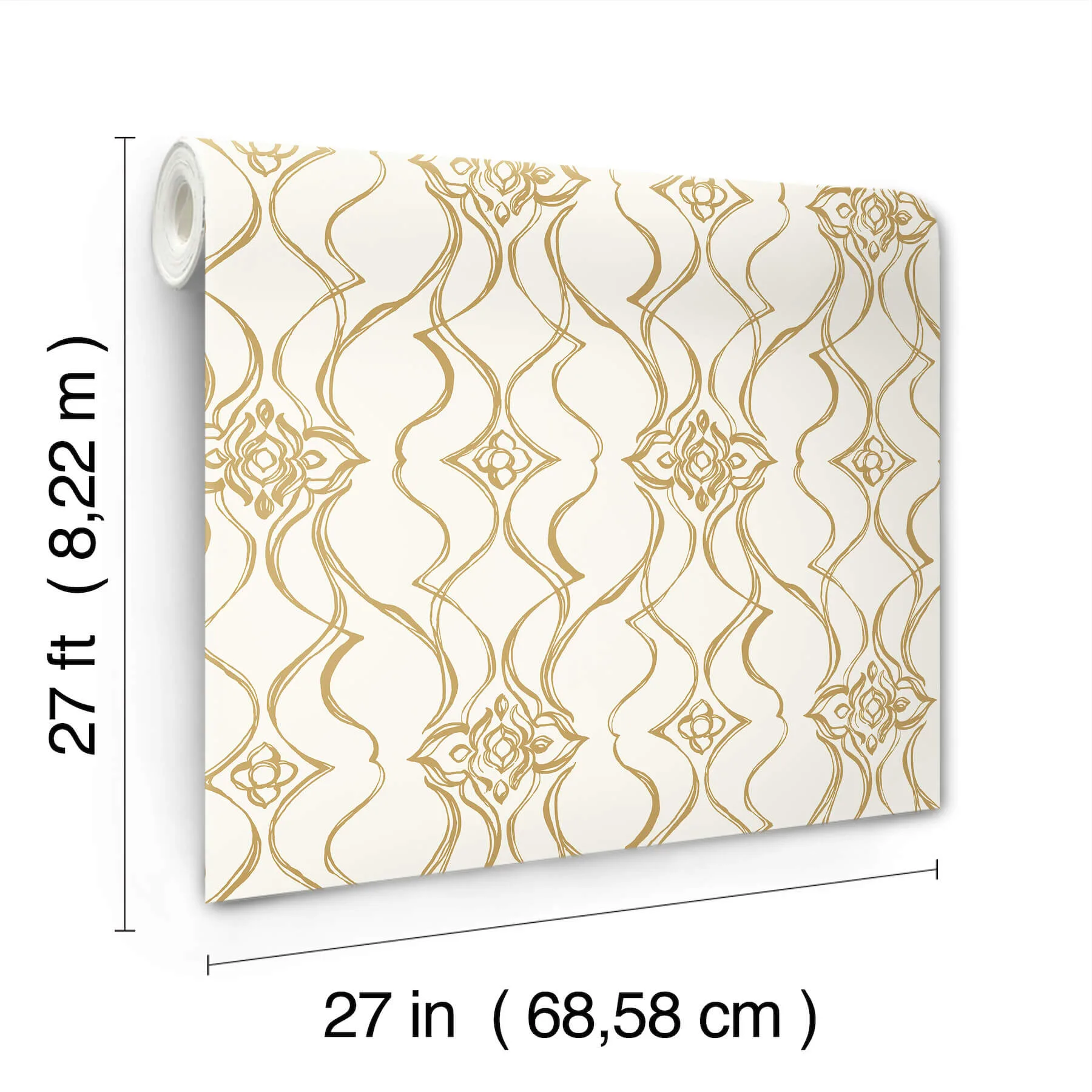 Candice Olson Pirouette - White & Gold Wallpaper | Buy Online Candice Olson Pirouette wallpaper, color White & Gold, SKU DF3372
