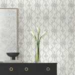 Candice Olson Pirouette - White & Silver Wallpaper | Buy Online Candice Olson Pirouette wallpaper, color White & Silver, SKU DF3373