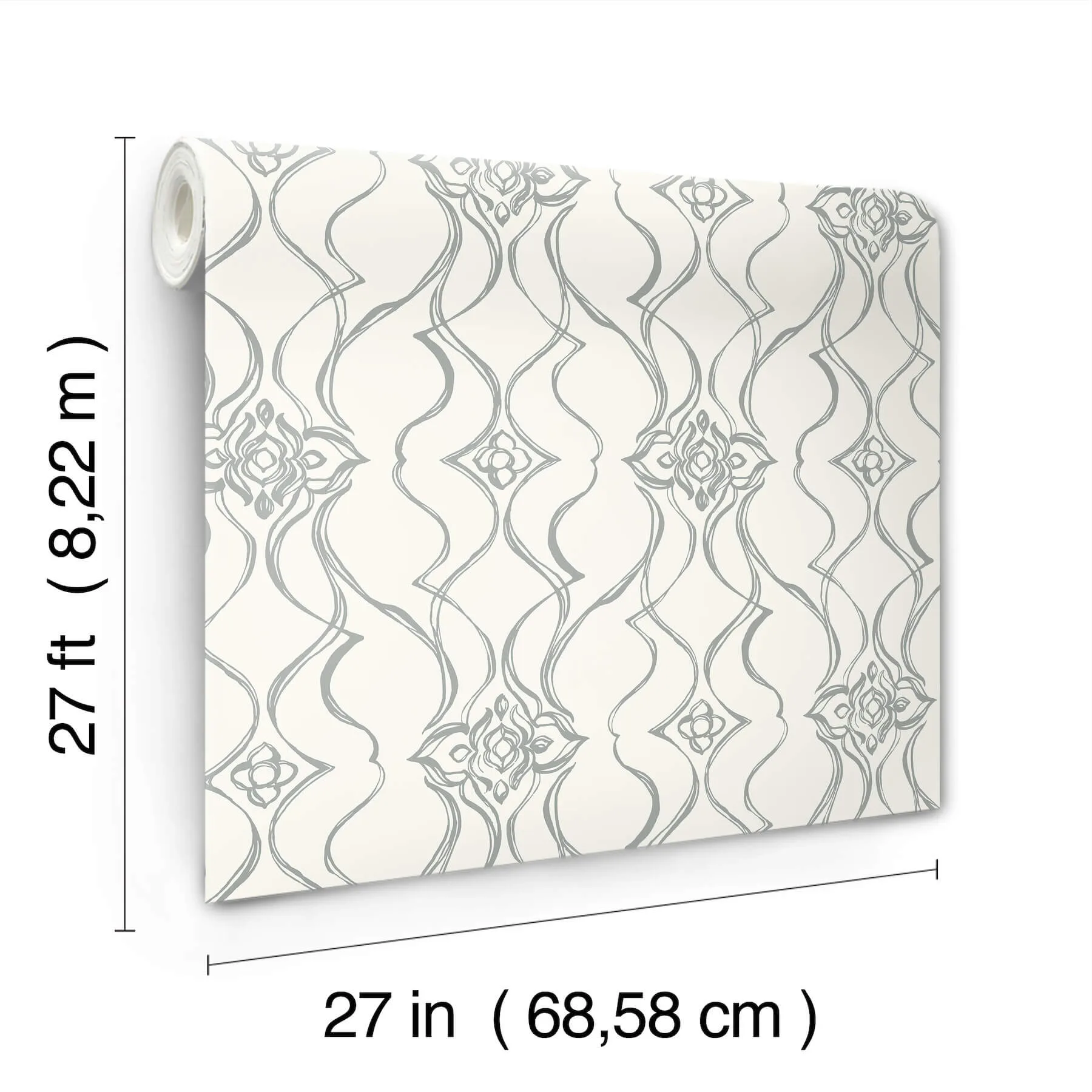 Candice Olson Pirouette - White & Silver Wallpaper | Buy Online Candice Olson Pirouette wallpaper, color White & Silver, SKU DF3373