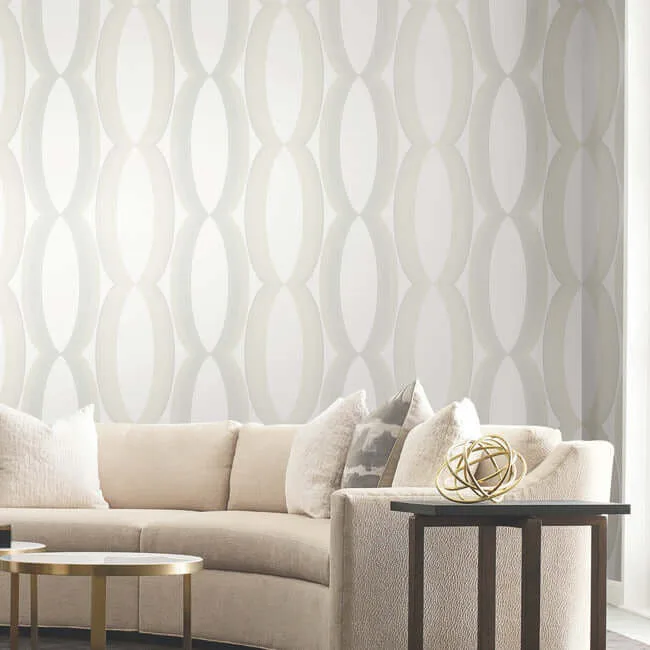 Candice Olson Progression Ogee wallpaper, color White, SKU EV3981