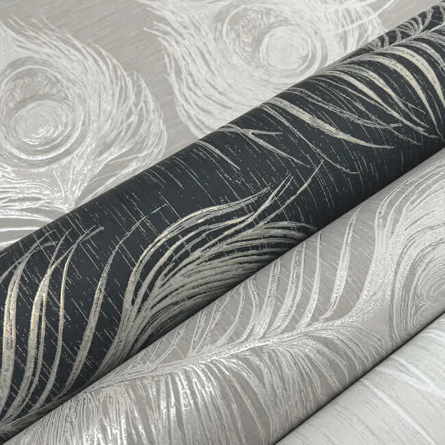 Candice Olson Regal Peacock wallpaper, color Black, SKU EV3942