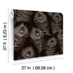 Candice Olson Regal Peacock - Black Wallpaper | Buy Online Candice Olson Regal Peacock wallpaper, color Black, SKU EV3942
