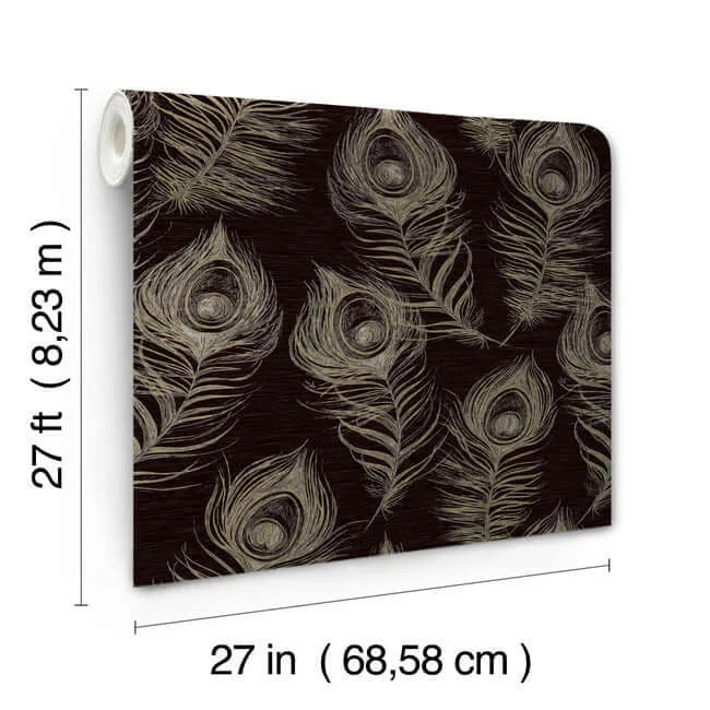 Candice Olson Regal Peacock - Black Wallpaper | Buy Online Candice Olson Regal Peacock wallpaper, color Black, SKU EV3942