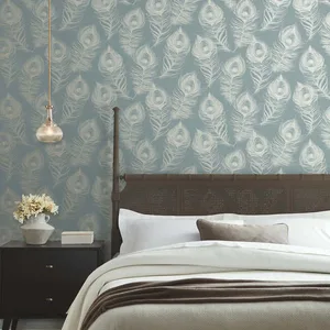 Candice Olson Regal Peacock wallpaper, color Dark Teal, SKU EV3943