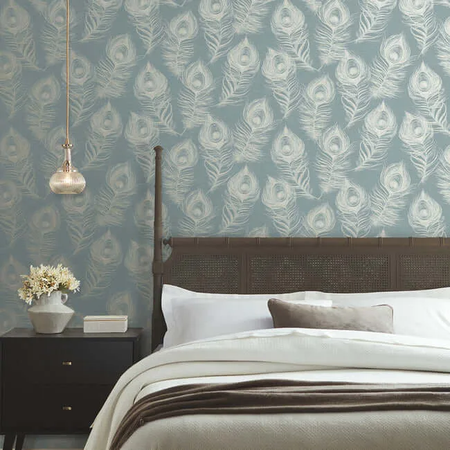 Candice Olson Regal Peacock wallpaper, color Dark Teal, SKU EV3943