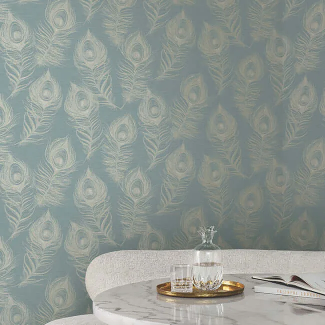 Candice Olson Regal Peacock - Dark Teal Wallpaper | Buy Online Candice Olson Regal Peacock wallpaper, color Dark Teal, SKU EV3943