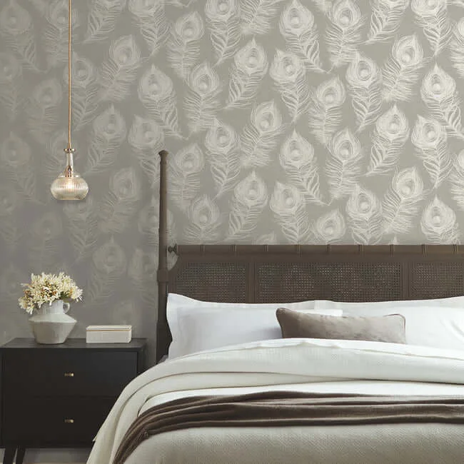 Candice Olson Regal Peacock wallpaper, color Mink, SKU EV3941