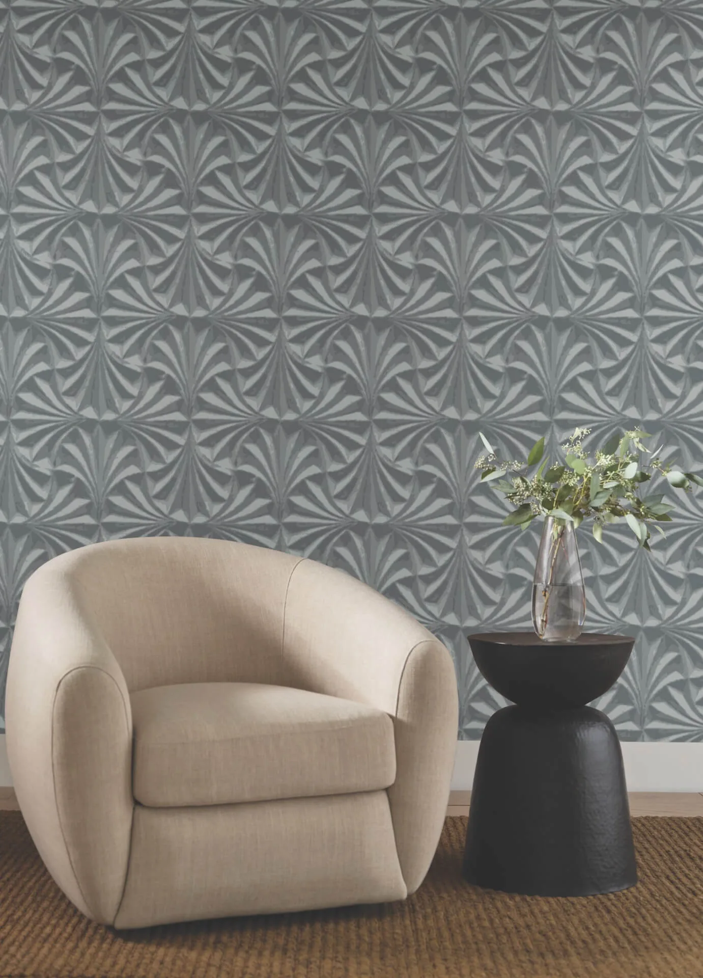 Candice Olson Sculpted wallpaper, color Charcoal, SKU NT6127