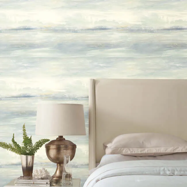 Candice Olson Soothing Mists Scenic - Blue Oasis Wallpaper | Buy Online Candice Olson Soothing Mists Scenic wallpaper, color Blue Oasis, SKU EV3988