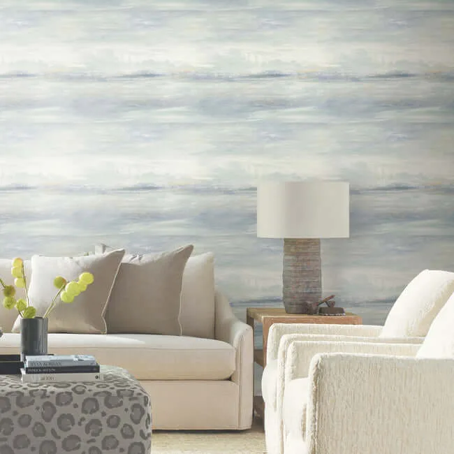 Candice Olson Soothing Mists Scenic - Blue Oasis Wallpaper | Buy Online Candice Olson Soothing Mists Scenic wallpaper, color Blue Oasis, SKU EV3988