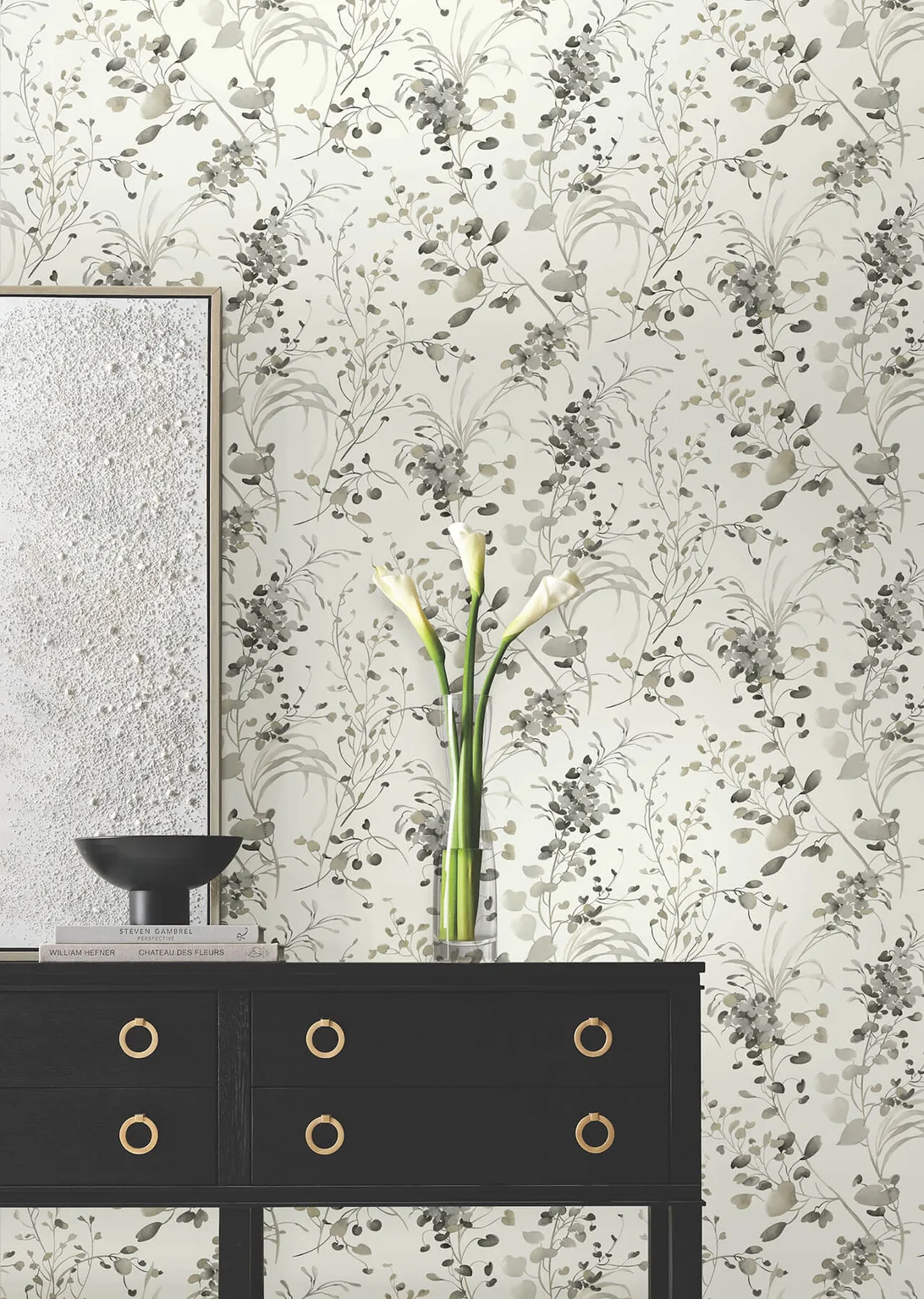 Candice Olson Spring Whispers wallpaper, color Charcoal, SKU DF3342
