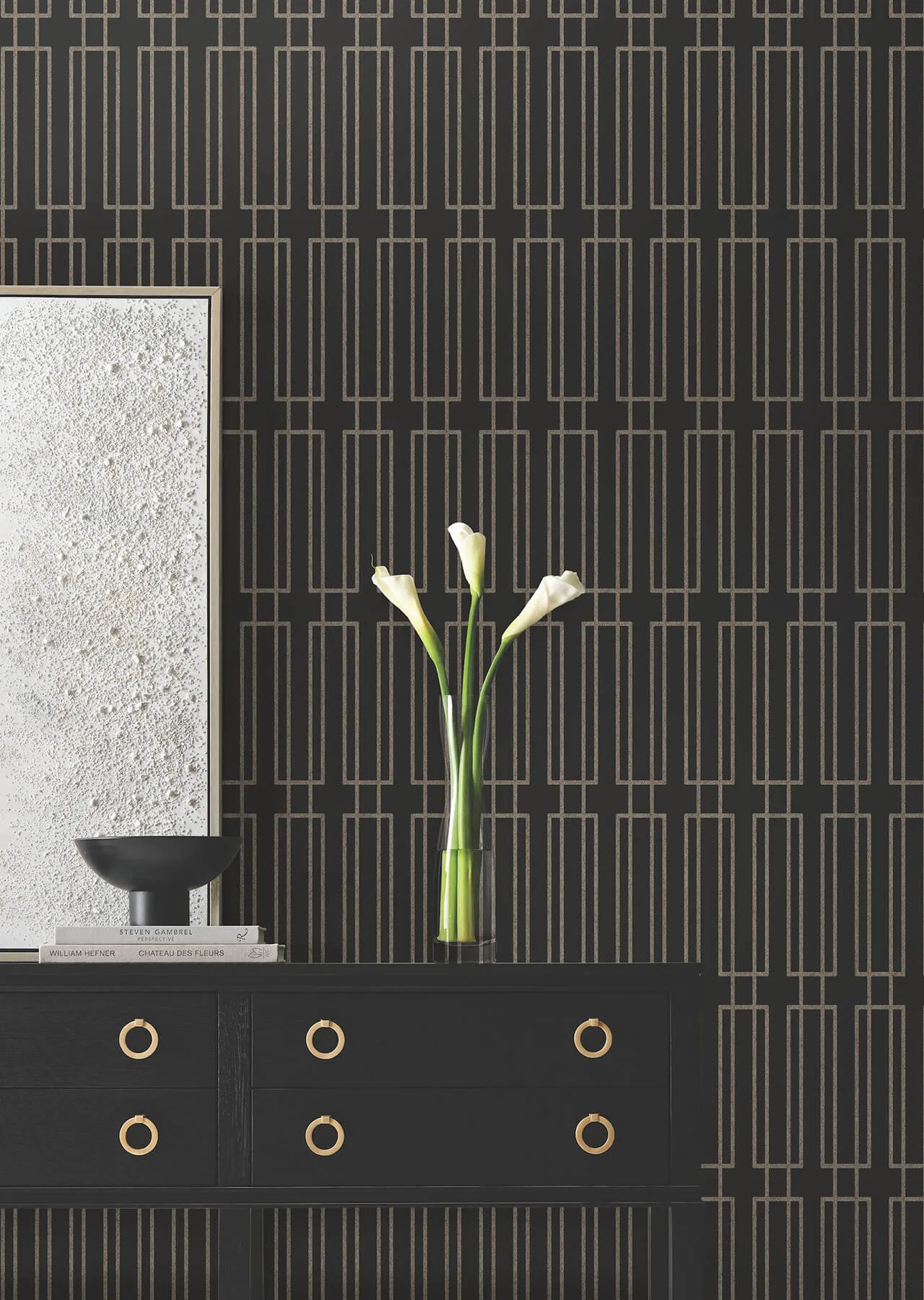 Candice Olson Terrace - Black Wallpaper | Buy Online Candice Olson Terrace wallpaper, color Black, SKU DF3328