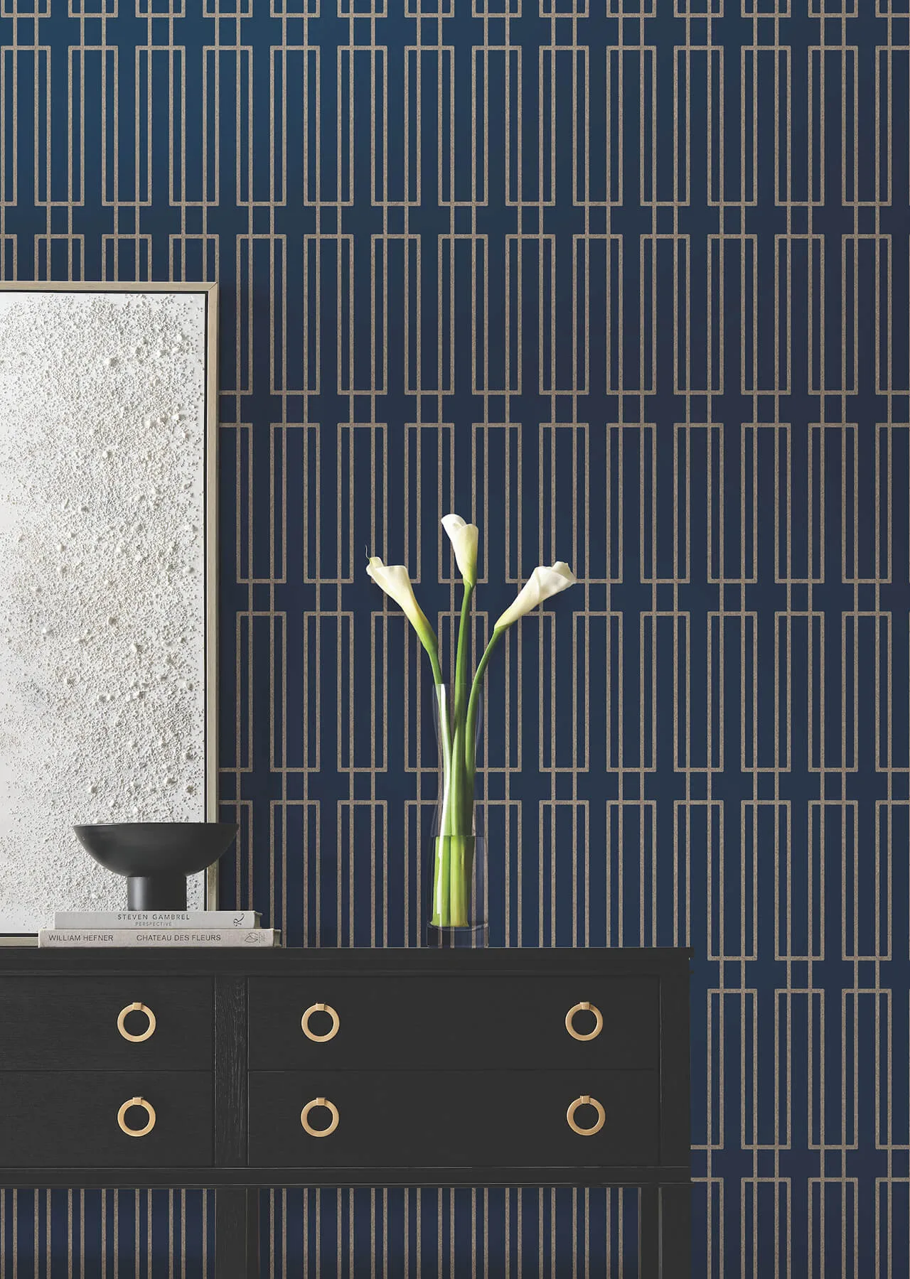 Candice Olson Terrace - Navy Wallpaper | Buy Online Candice Olson Terrace wallpaper, color Navy, SKU DF3329