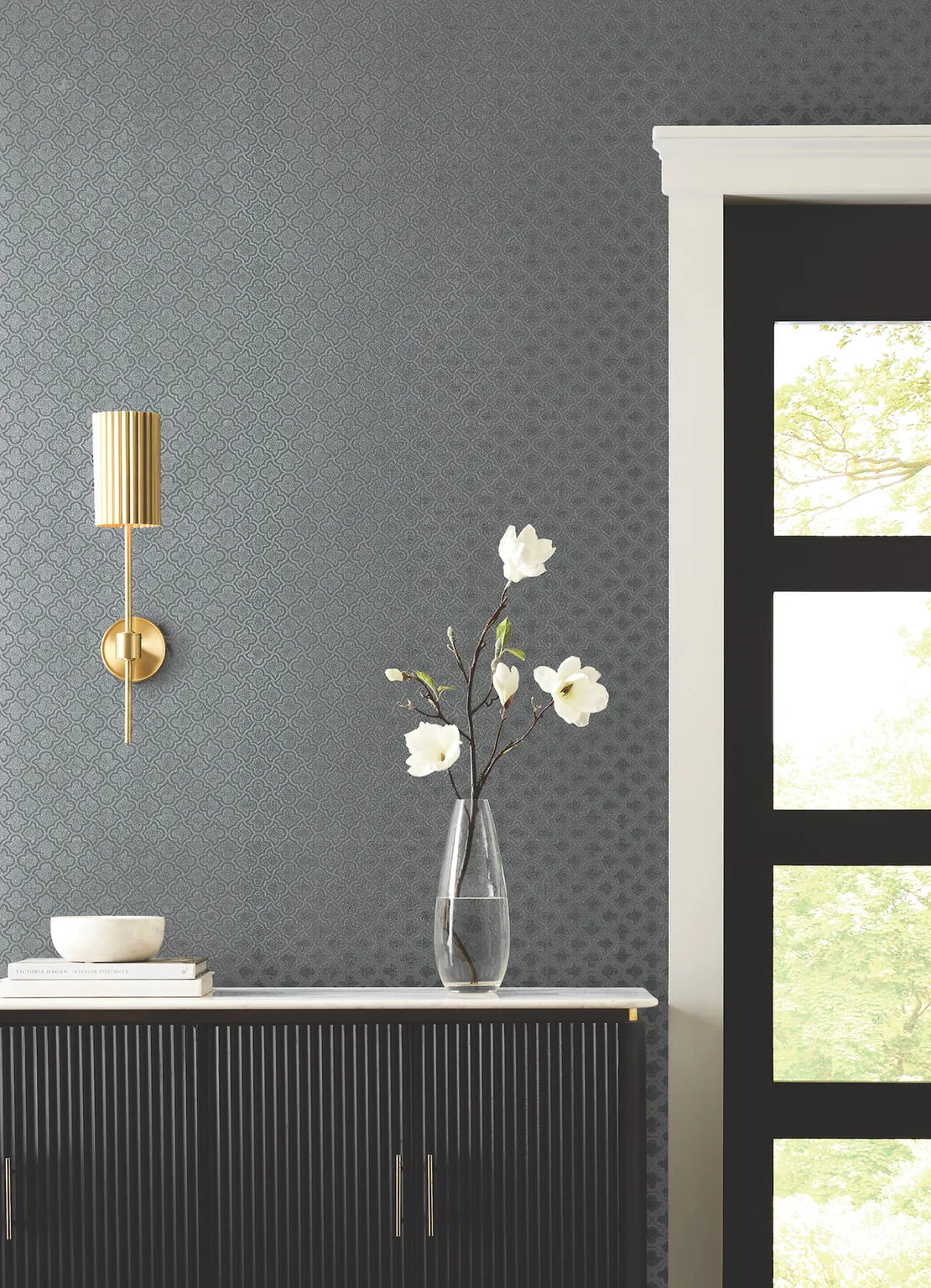 Candice Olson Uptown Glam wallpaper, color Charcoal, SKU DF3338