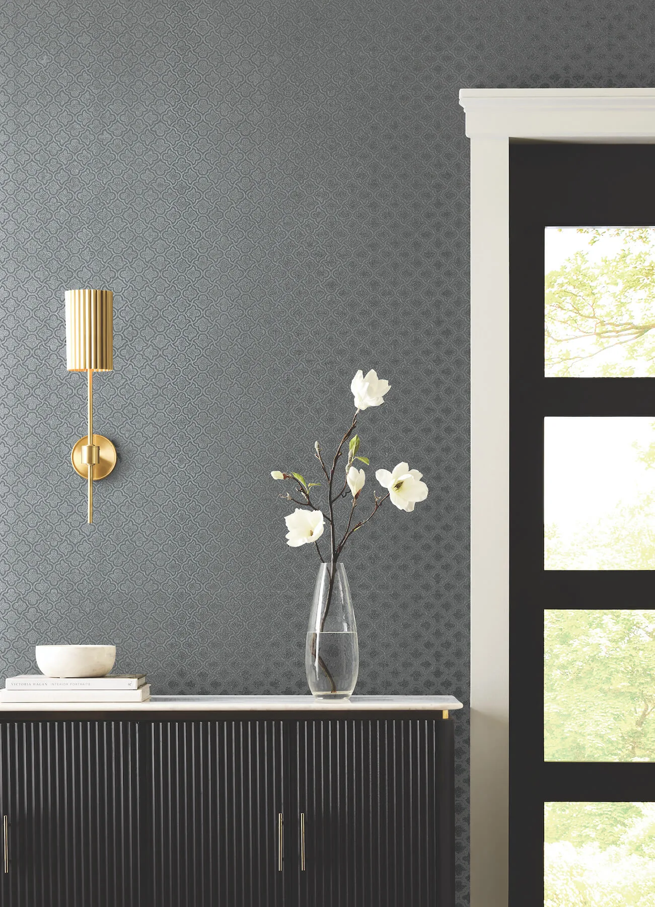 Candice Olson Uptown Glam wallpaper, color Charcoal, SKU DF3338