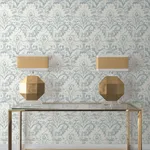 Candice Olson Velvet Crush Damask - Blue & Pearl Wallpaper | Buy Online Candice Olson Velvet Crush Damask wallpaper, color Blue & Pearl, SKU DF3335