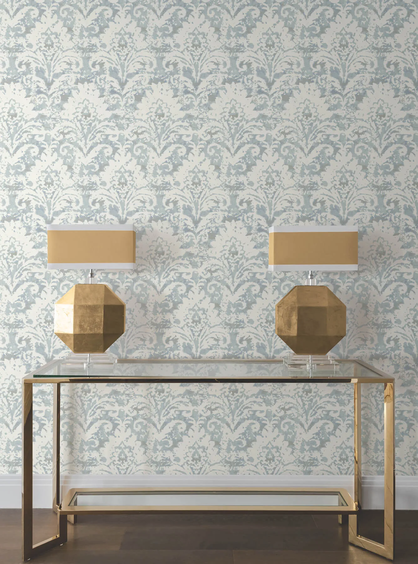 Candice Olson Velvet Crush Damask wallpaper, color Blue & Pearl, SKU DF3335