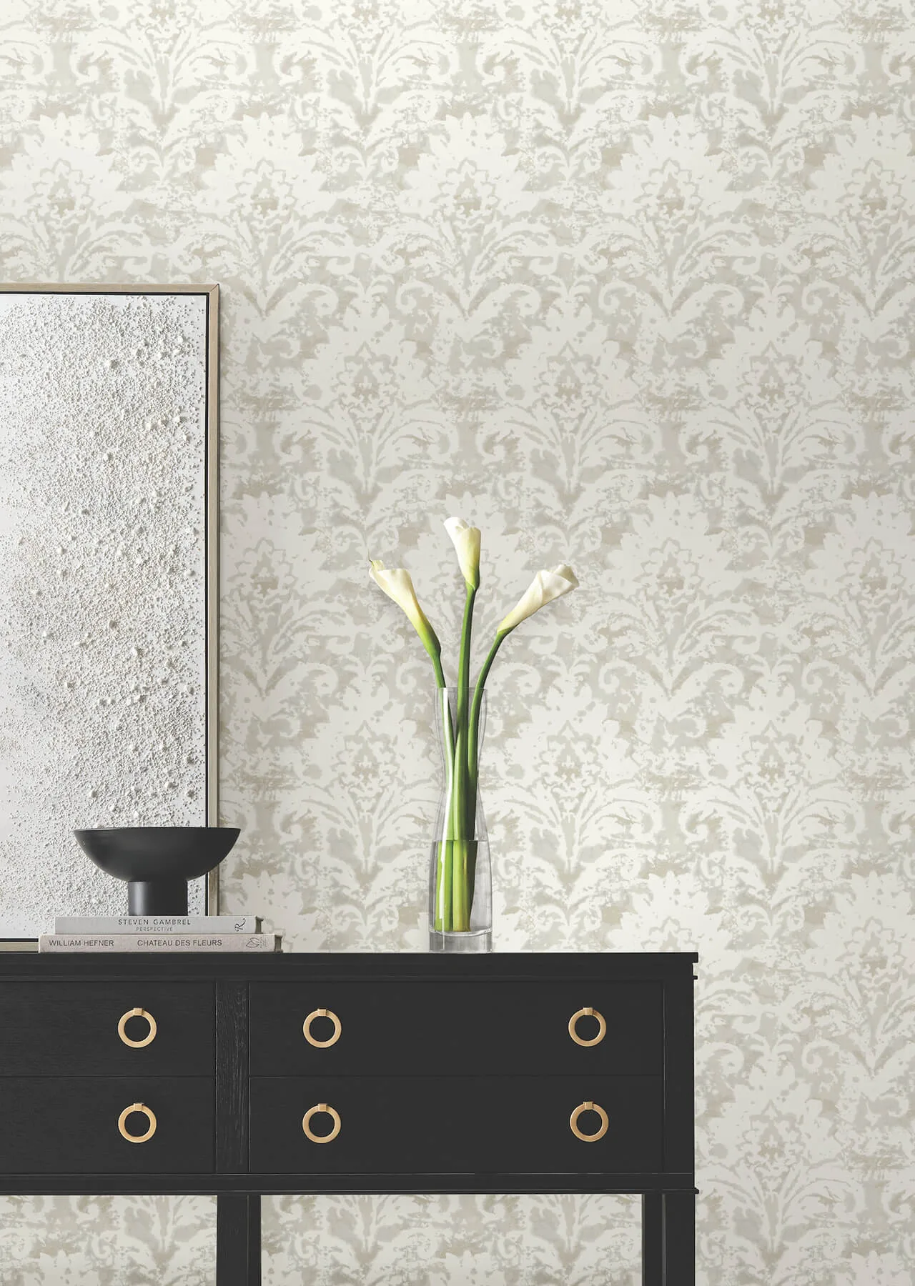 Candice Olson Velvet Crush Damask - Cream & Pearl Wallpaper | Buy Online Candice Olson Velvet Crush Damask wallpaper, color Cream & Pearl, SKU DF3334