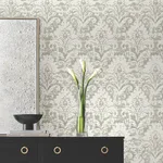 Candice Olson Velvet Crush Damask wallpaper, color Soft Neutral & Pearl, SKU DF3333