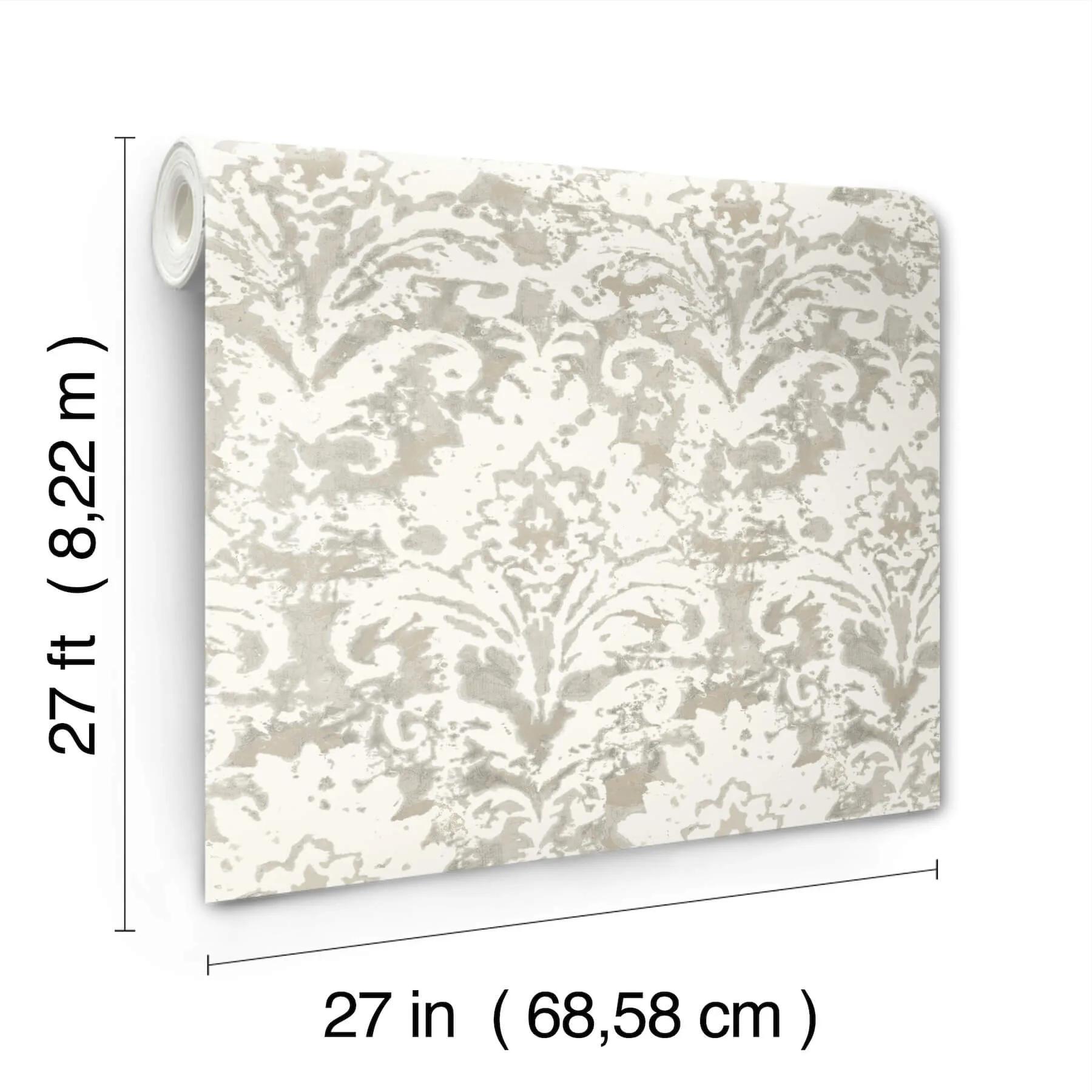 Candice Olson Velvet Crush Damask wallpaper, color Soft Neutral & Pearl, SKU DF3333
