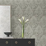 Candice Olson Velvet Crush Damask wallpaper, color Taupe & Gold, SKU DF3331