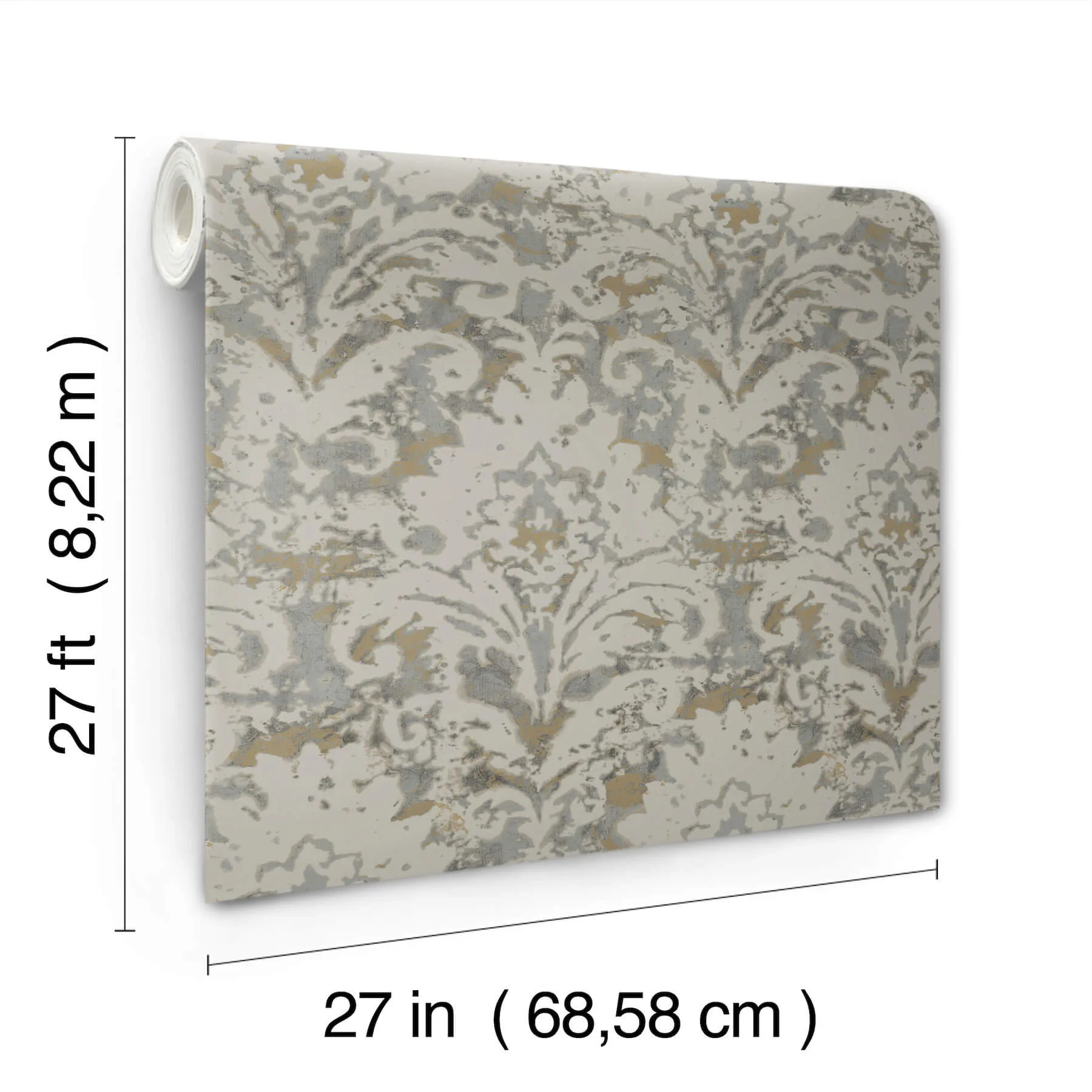 Candice Olson Velvet Crush Damask wallpaper, color Taupe & Gold, SKU DF3331