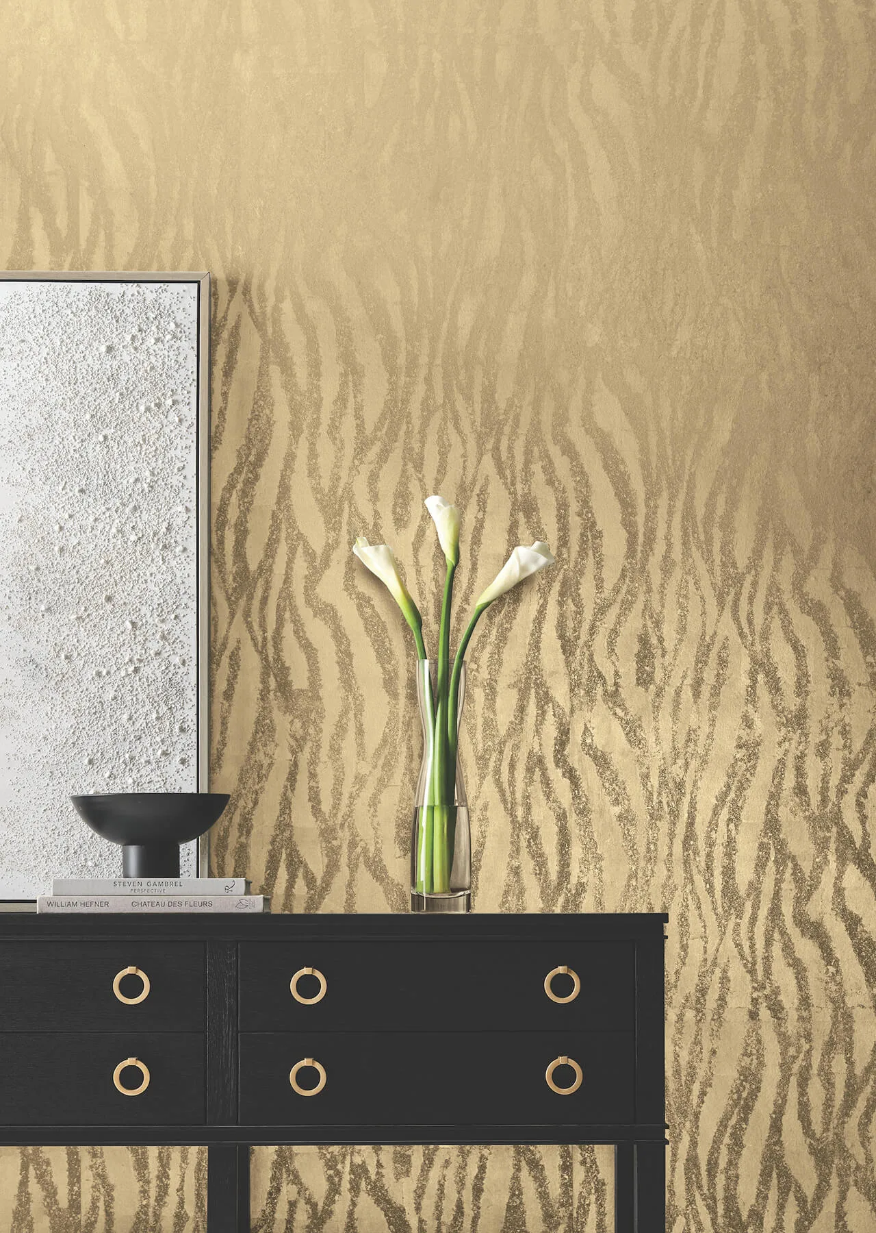 Candice Olson Zebra Chic - Antique Gold Wallpaper | Buy Online Candice Olson Zebra Chic wallpaper, color Antique Gold, SKU DF3391