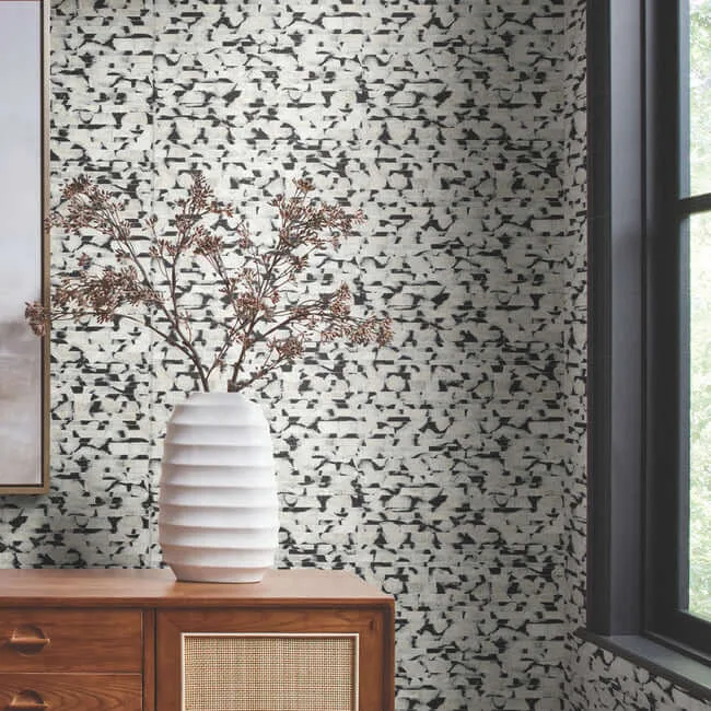 Carol Benson-Cobb Capiz Offering wallpaper, color Black & White, SKU CC1201